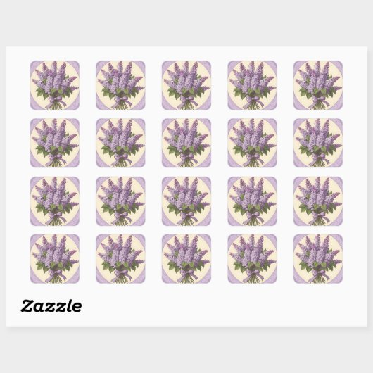 Paarse Lila bloemen Vierkante Sticker (Vel)