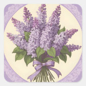 Paarse Lila bloemen Vierkante Sticker (Voorkant)