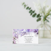 Paarse Lila bloemen Visitekaartje (Staand voorkant)