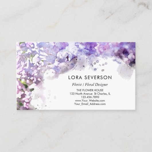 Paarse Lila bloemen Visitekaartje (Voorkant)