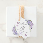 Paarse Lila Bloemen Vlinder Zilver Zoet Zestien Bedankjes Labels (In situ)