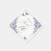 Paarse Lila Bloemen Vlinder Zilver Zoet Zestien Servet (Hoek)