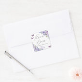 Paarse Lila Bloemen Vlinder Zilver Zoet Zestien Vierkante Sticker (Envelop)