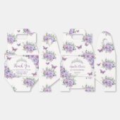 Paarse Lila Bloemen Vlinders Zilveren Tiara Gable Bedankdoosjes (Ongevouwen)