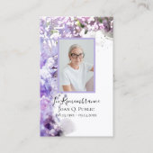 Paarse Lila bloemen Waterverf Begrafenisgebed Visitekaartje (Voorkant)
