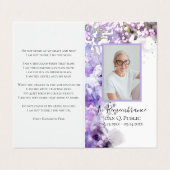 Paarse Lila bloemen Waterverf Begrafenisgebed Visitekaartje (Buitenkant ongevouwen)