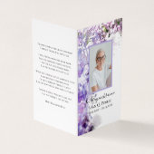 Paarse Lila bloemen Waterverf Begrafenisgebed Visitekaartje (Buitenkant)