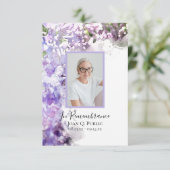 Paarse Lila Bloemen Waterverf Begrafenissympathie Bedankkaart (Staand voorkant)