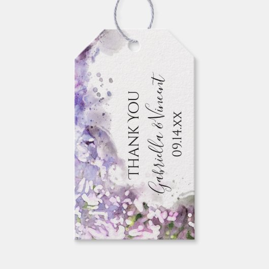 Paarse Lila bloemen Waterverf bruiloft gunst Label Cadeaulabel (Voorkant)