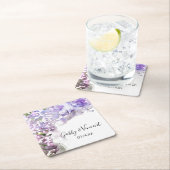 Paarse Lila bloemen Waterverf bruiloft Kartonnen Onderzetters (Insitu)