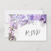 Paarse Lila bloemen Waterverf bruiloft RSVP Kaartje (Voorkant)
