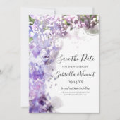 Paarse Lila bloemen Waterverf bruiloft Save The Date (Voorkant)
