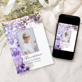 Paarse Lila bloemen Waterverf Dood Jubileum Kaart