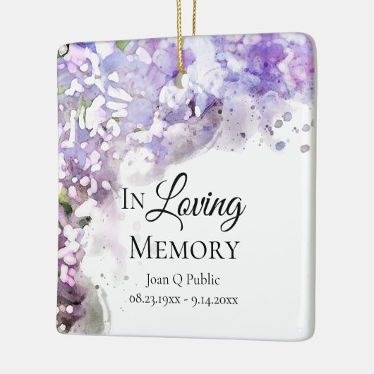 Paarse Lila Bloemen Waterverf Memorial Keepsake Keramisch Ornament (Links)