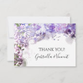 Paarse Lila bloemen Waterverf Weddenschap Bedankt (Voorkant)