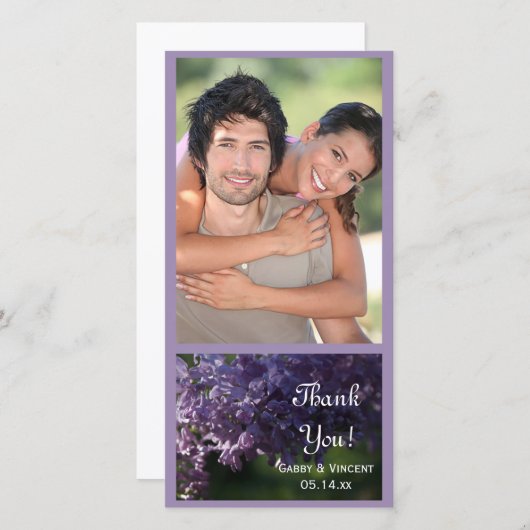 Paarse Lila bloemen Weddenschap Bedankkaart (Voorkant / Achterkant)