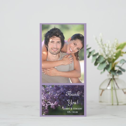 Paarse Lila bloemen Weddenschap Bedankkaart (Staand voorkant)