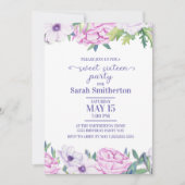 Paarse Lila bloemen zoete zestien verjaardag Kaart (Voorkant)