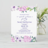 Paarse Lila bloemen zoete zestien verjaardag Kaart (Staand voorkant)