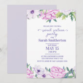 Paarse Lila bloemen zoete zestien verjaardag Kaart (Voorkant / Achterkant)