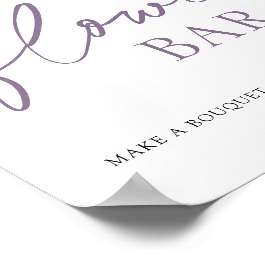 Paarse Lila Bloemenboeket Bar Teken Poster (Hoek)