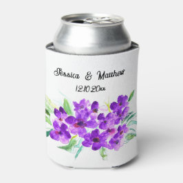 Paarse Lila bloemenbruiloften Waterverf Blikjeskoeler