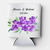 Paarse Lila bloemenbruiloften Waterverf Blikjeskoeler (Voorkant)