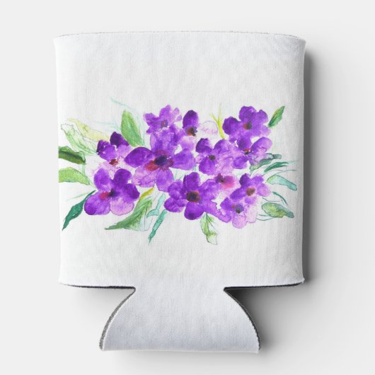 Paarse Lila bloemenbruiloften Waterverf Blikjeskoeler (Achterkant)