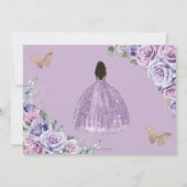 Paarse Lila Bloemengoud Quinceanera Sweet Sixteen Save The Date (Achterkant)