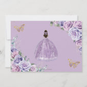 Paarse Lila Bloemengoud Quinceanera Sweet Sixteen Save The Date (Achterkant)