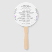 Paarse Lila Bloemenkrans Trouwprogramma Handwaaier (Achterkant)