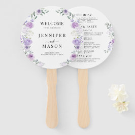 Paarse Lila Bloemenkrans Trouwprogramma Handwaaier