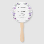 Paarse Lila Bloemenkrans Trouwprogramma Handwaaier (Voorkant)