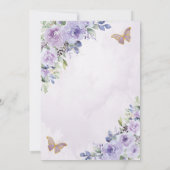 Paarse Lila Bloemenvlinder Verjaardagspensioen Kaart (Achterkant)