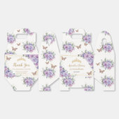 Paarse Lila Bloemenvlinders Gouden Tiara Gable Bedankdoosjes (Ongevouwen)
