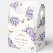 Paarse Lila Bloemenvlinders Gouden Tiara Gable Bedankdoosjes (Open)