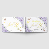 Paarse Lila Bloemenvlinders Goudzoet 16 Folie Gastenboek (Volledig)