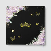 Paarse Lila Bloemenvlinders Quinceañera Foto Gastenboek (Achterkant)