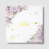 Paarse Lila Bloemenvlinders Sweet 16 15 Foto Gastenboek (Achterkant)