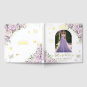 Paarse Lila Bloemenvlinders Sweet 16 15 Foto Gastenboek (Volledig)