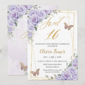 Paarse Lila bloemenvlinders zoet 16 zestien Kaart (Voorkant / Achterkant)