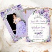 Paarse Lila Bloemenzoet 16 Zilveren Verjaardag Fot Save The Date