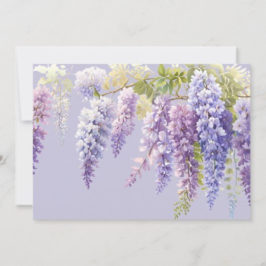 Paarse lila bloemige Wisteria-vrijgezellenfeest Kaart (Achterkant)