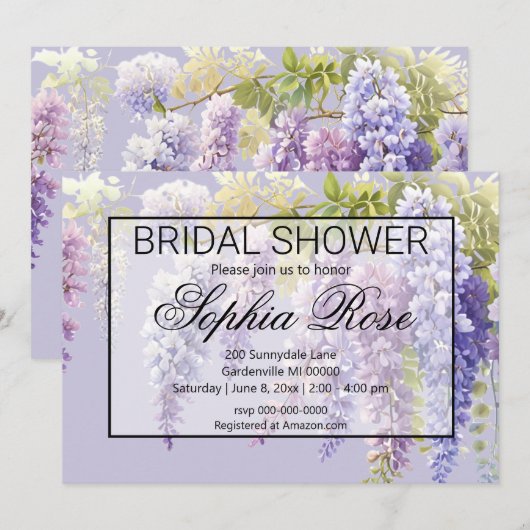 Paarse lila bloemige Wisteria-vrijgezellenfeest Kaart (Voorkant / Achterkant)