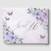 Paarse Lila bloemvlinders zilverzoet 16 Gastenboek (Achterkant)