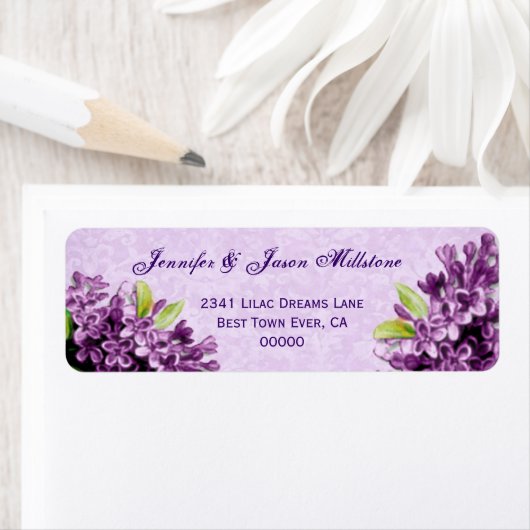  Paarse Lila Bloesems Bruiloft Label (Insitu)