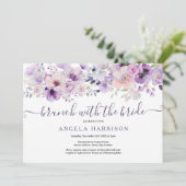 Paarse Lila brunch met de bruidsdouche Bloemen Kaart (Staand voorkant)
