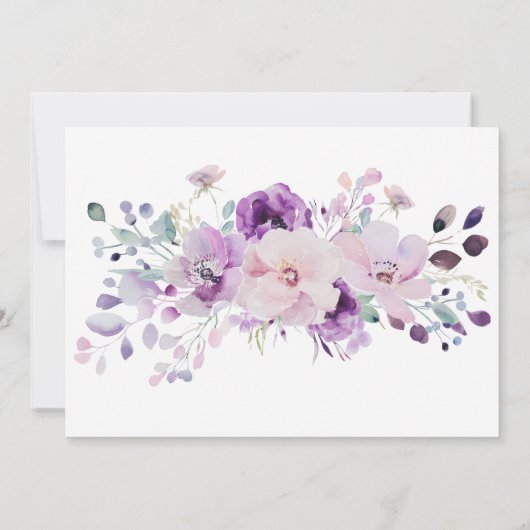 Paarse Lila brunch met de bruidsdouche Bloemen Kaart (Achterkant)