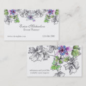 Paarse Lila Columbine Waterverf Bloemen Custom Visitekaartje (Voorkant / Achterkant)