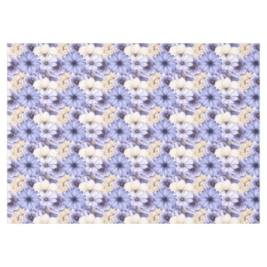 Paarse Lila Crème Bloemen Patroon Tafelkleed (Voorkant (Horizontaal))